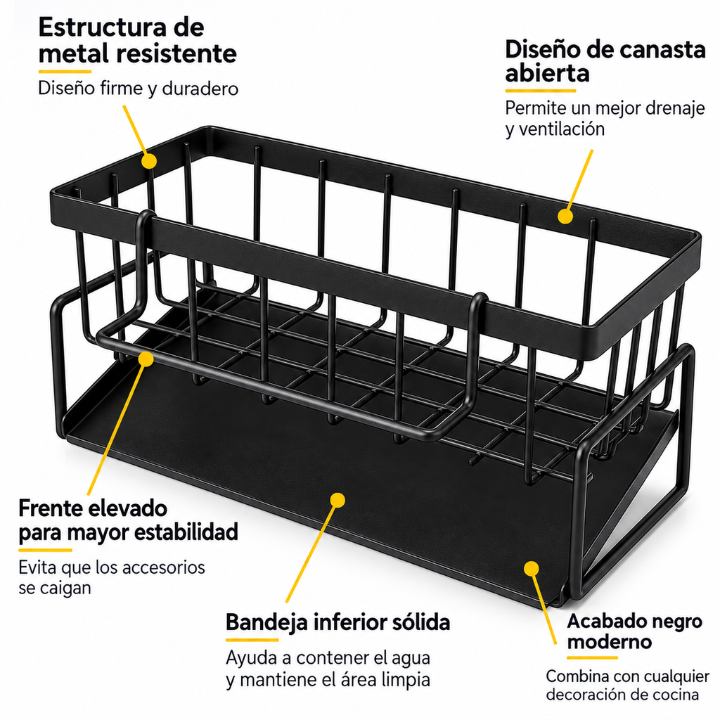 Organizador Escurridor para Grifo de Cocina – Soporte para Esponja y Jabón y Accesorios