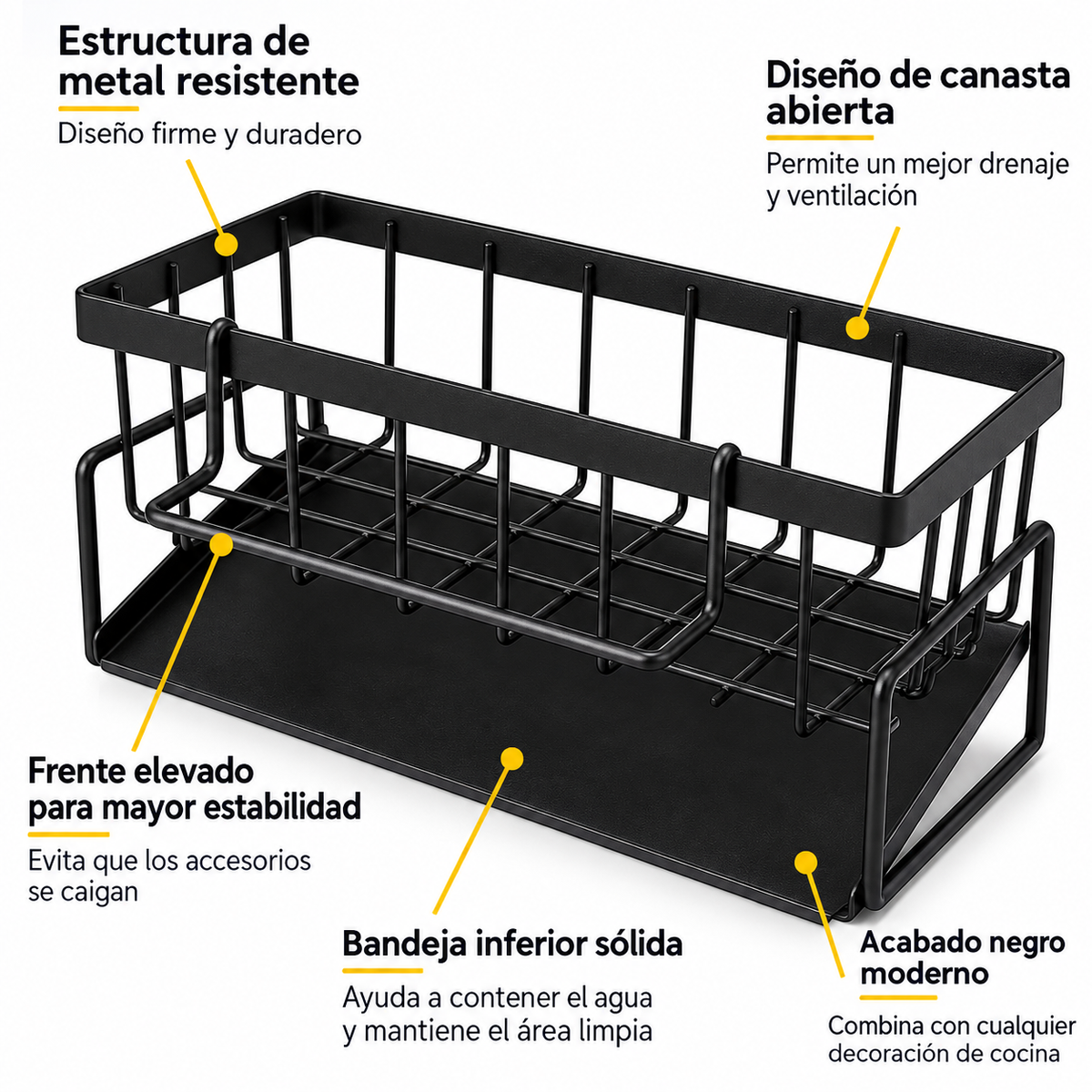 Organizador Escurridor para Grifo de Cocina – Soporte para Esponja y Jabón y Accesorios