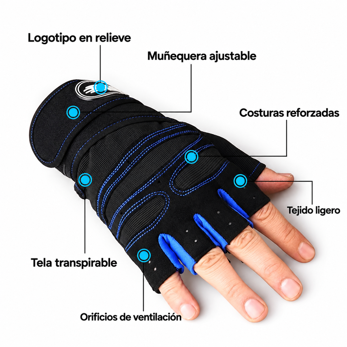 Guantes Deportivos para GYM con Muñequera de Soporte | Unisex.