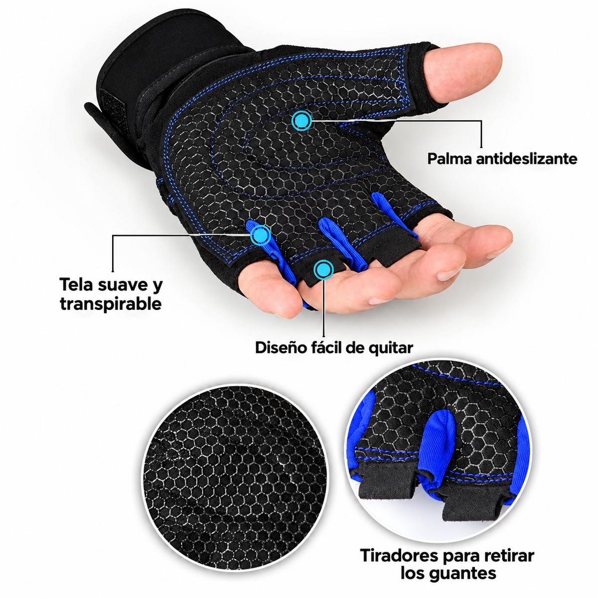 Guantes Deportivos para GYM con Muñequera de Soporte | Unisex.