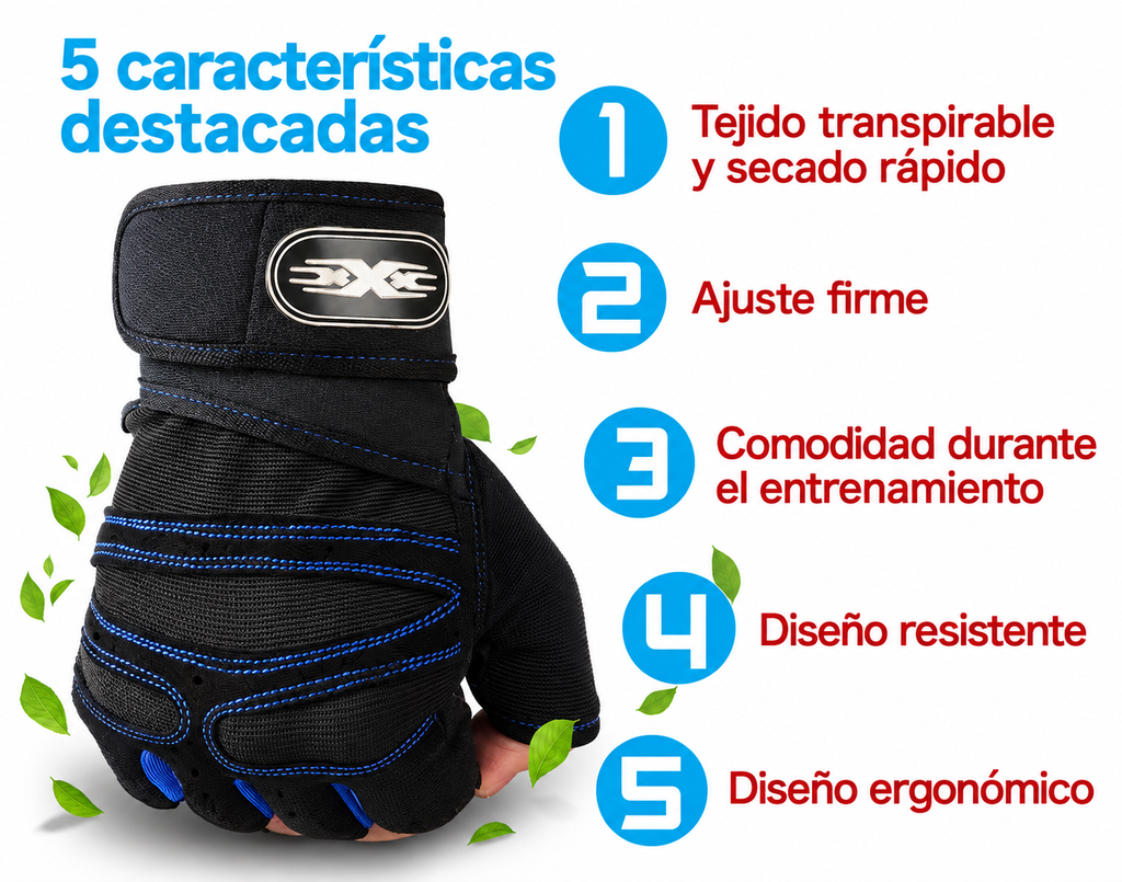 Guantes Deportivos para GYM con Muñequera de Soporte | Unisex.
