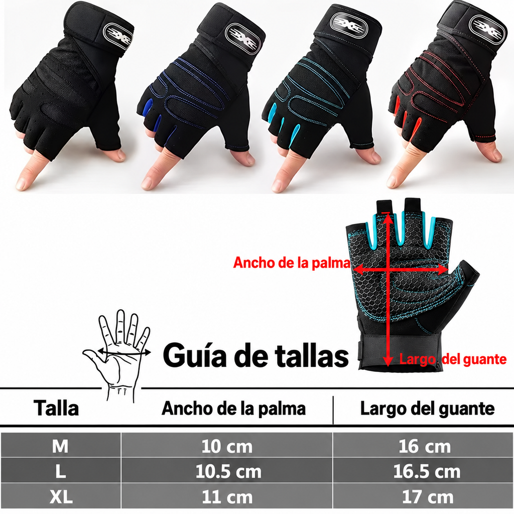 Guantes Deportivos para GYM con Muñequera de Soporte | Unisex.