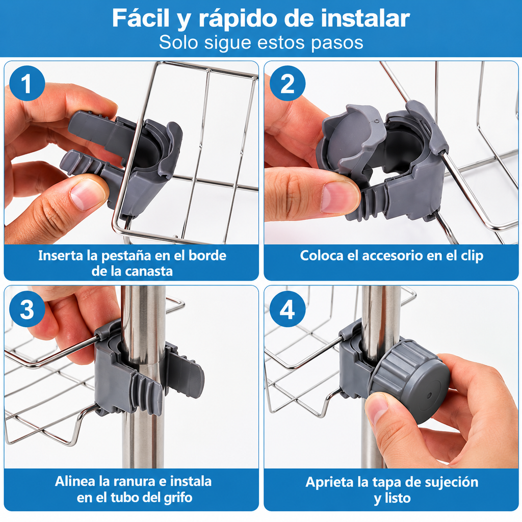Organizador Escurridor para Grifo de Cocina – Soporte para Esponja y Jabón y Accesorios