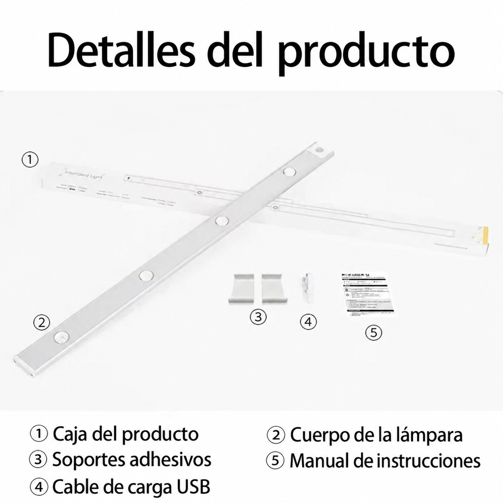 Lámpara LED Recargable con Sensor de Movimiento para Cocina y Clóset – 3 Tonos de Luz