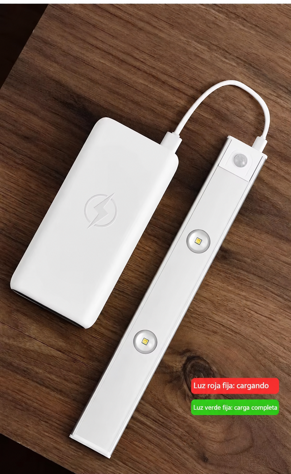 Lámpara LED Recargable con Sensor de Movimiento para Cocina y Clóset – 3 Tonos de Luz