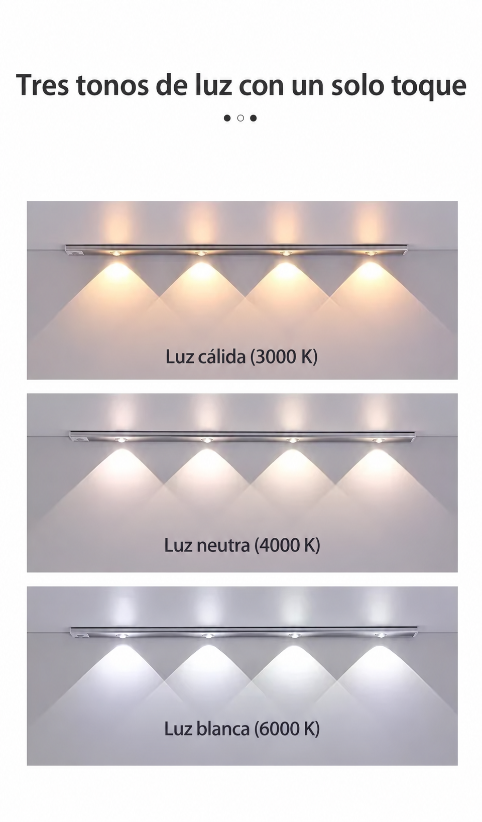Lámpara LED Recargable con Sensor de Movimiento para Cocina y Clóset – 3 Tonos de Luz