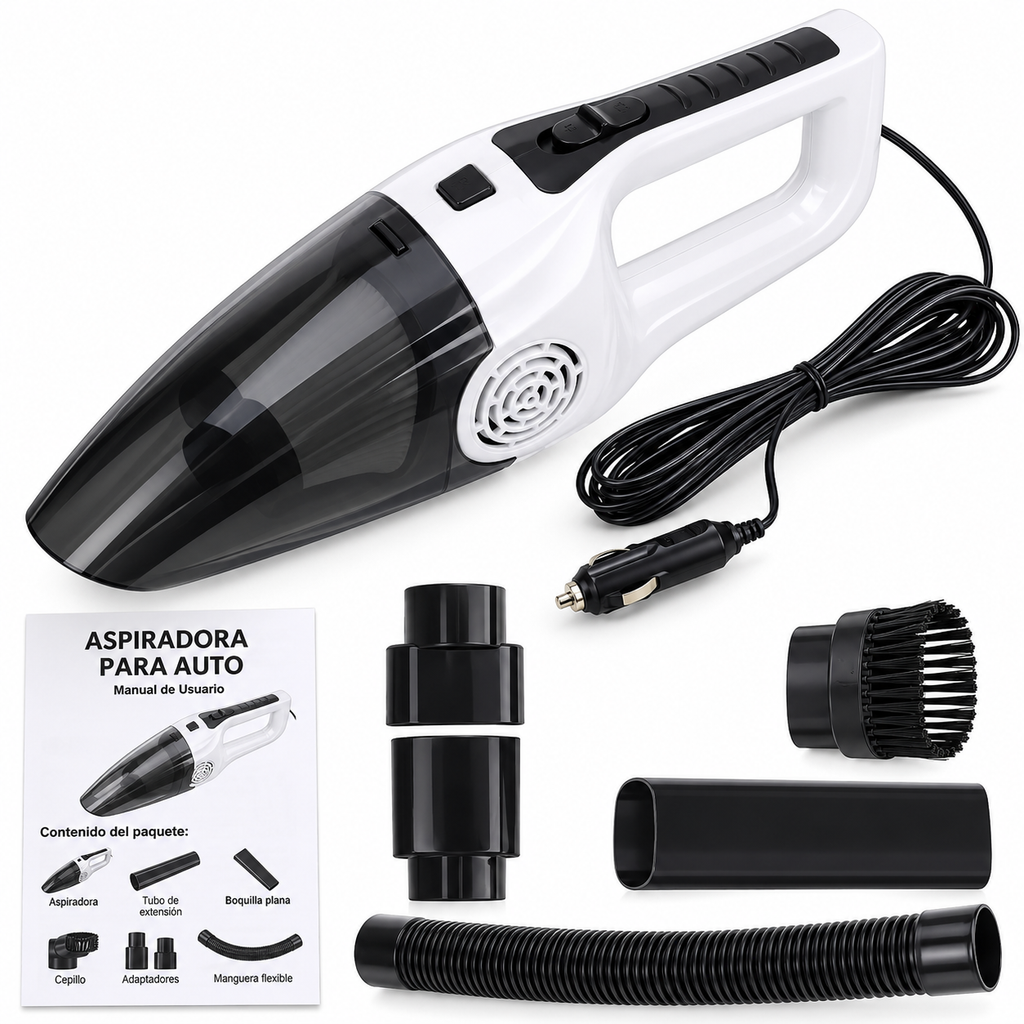 Aspiradora Portátil para Auto 12V 120W Seco y Húmedo con Accesorios