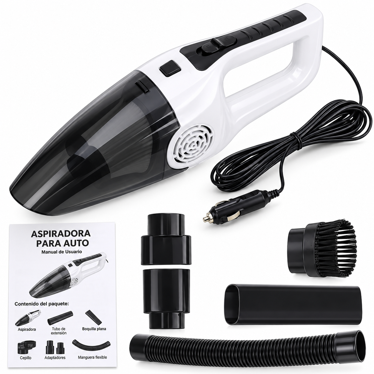 Aspiradora Portátil para Auto 12V 120W Seco y Húmedo con Accesorios
