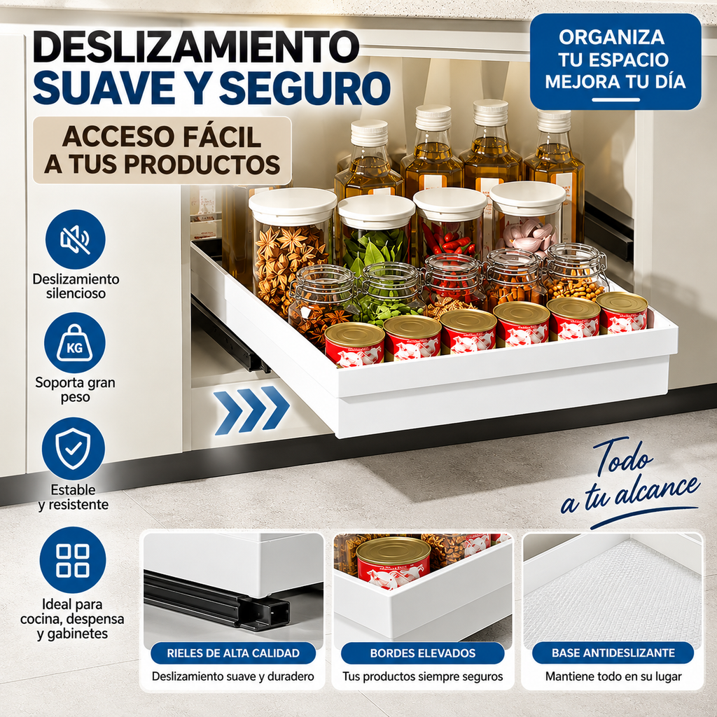 Organizador Extraíble para Cocina sin taladro - Ahorra espacio en Segundos