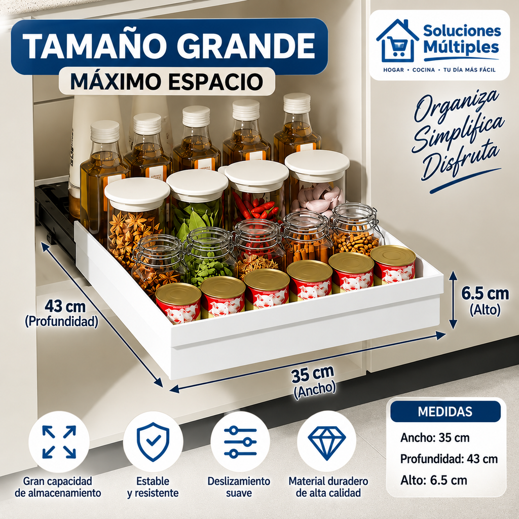 Organizador Extraíble para Cocina sin taladro - Ahorra espacio en Segundos
