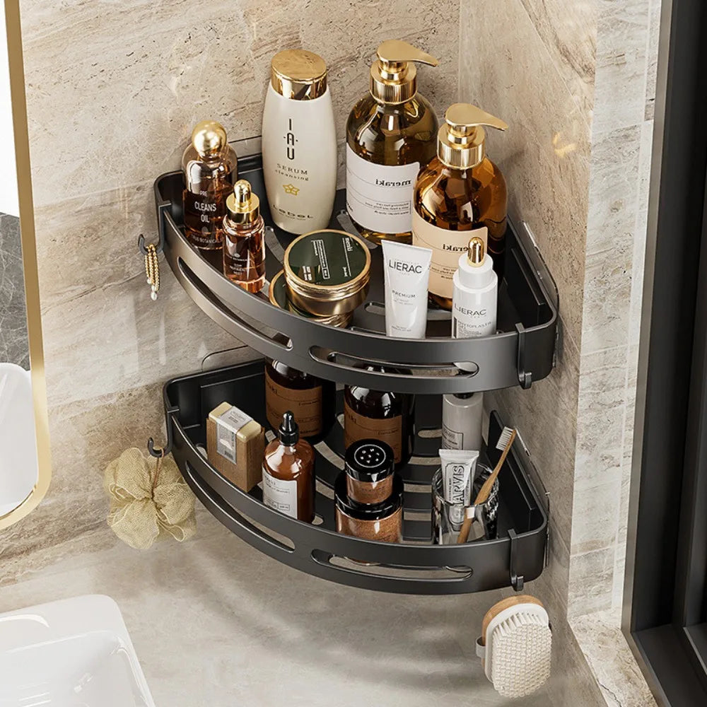 Organizador Esquinero Adhesivo para Baño sin Taladro – 1, 2 o 3 Piezas.