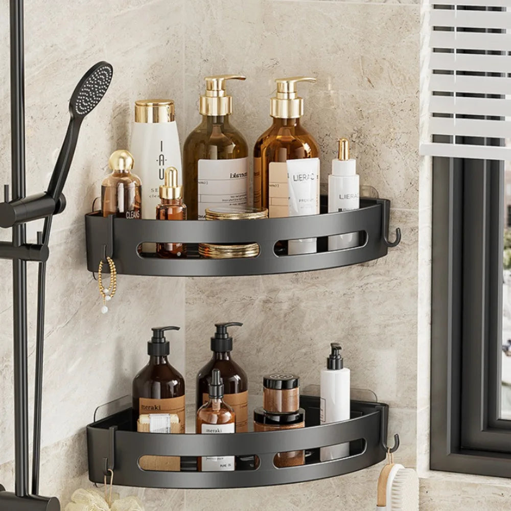 Organizador Esquinero Adhesivo para Baño sin Taladro – 1, 2 o 3 Piezas.