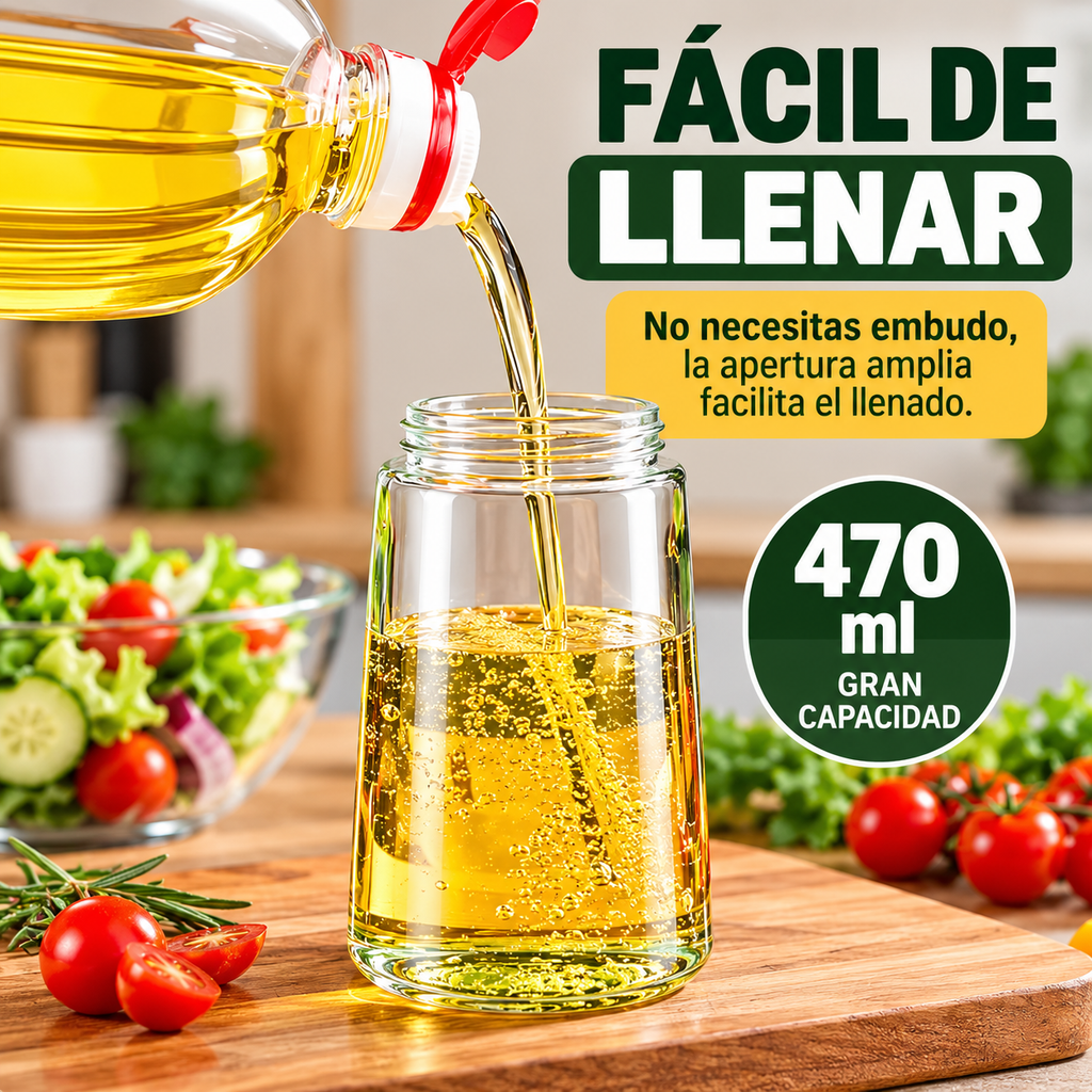 Botella Dispensadora de Aceite 2 en 1 con Atomizador – 470 ml