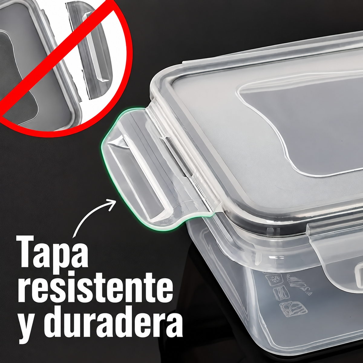 Set de 4 Recipientes Herméticos con tapa, para Alimentos – Aptos para Microondas y Congelador